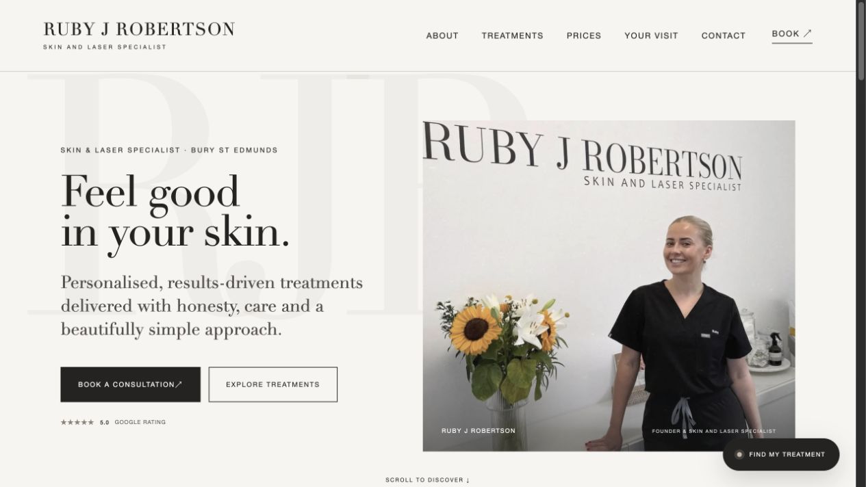 Ruby J Robertson website interface